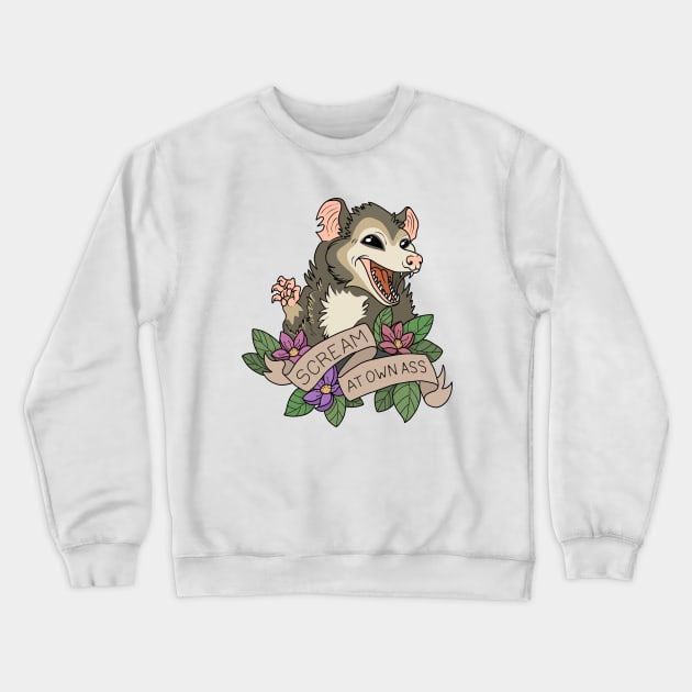 Possum - Scream at own ass Crewneck Sweatshirt by valentinahramov